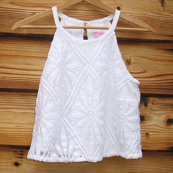 Lilly Pulitzer Floral Crochet Crop Top - Picture 1 of 7